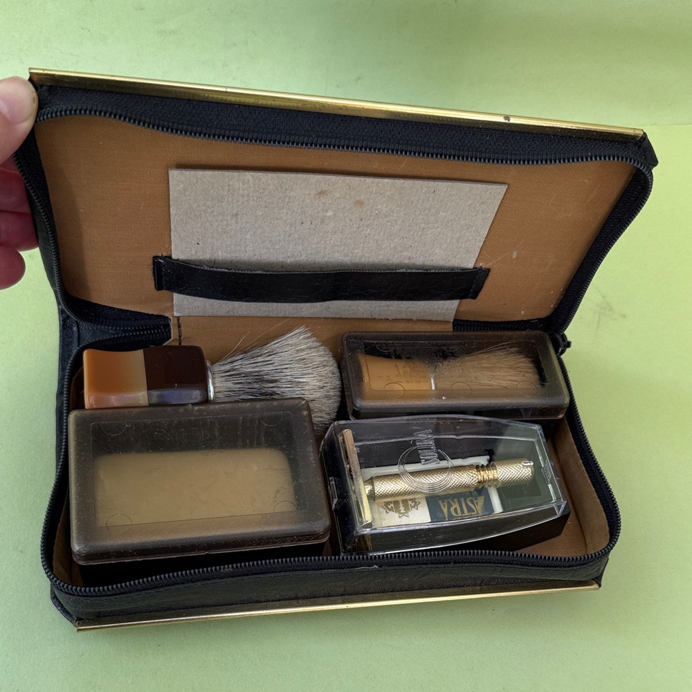 New vintage Men's Grooming Kit with Black and Gold Accents